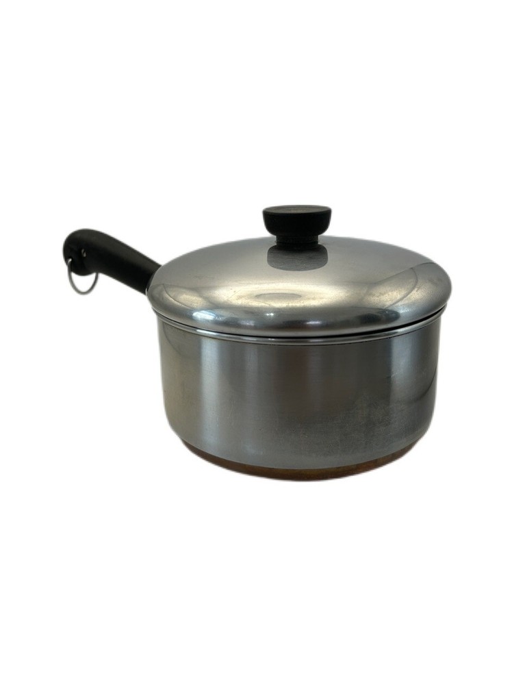 Vintage Revere Ware Copper Clad Bottom 2 Qt Sauce Pan Pot w/ Lid