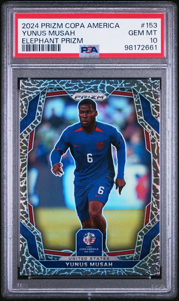 Panini Prizm Copa America 2024 Yunus Musah Elephant Prizm Case Hit SSP PSA 10