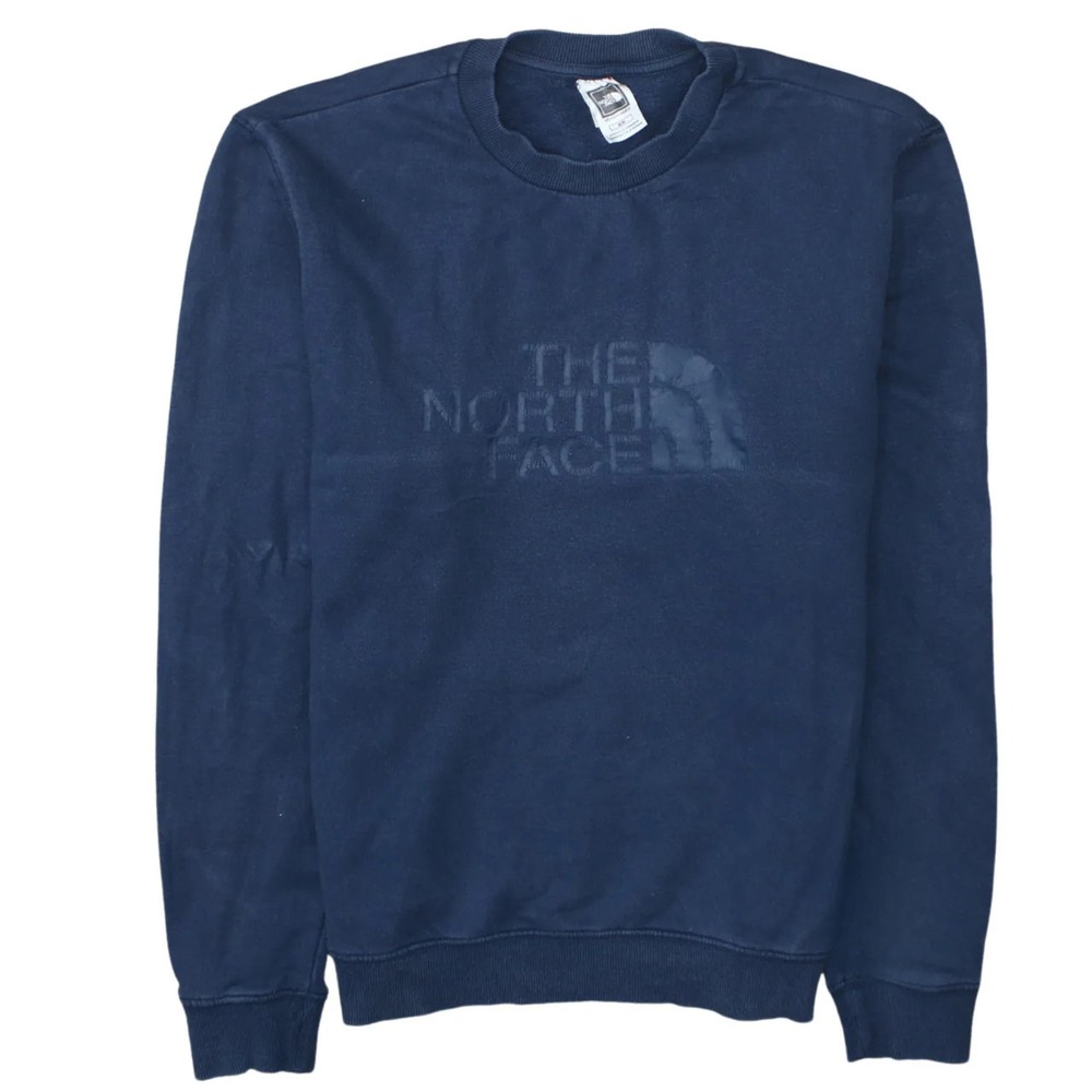 The North Face Navy Blue Sweatshirt Men's Medium Embossed Front Logo Crewneck