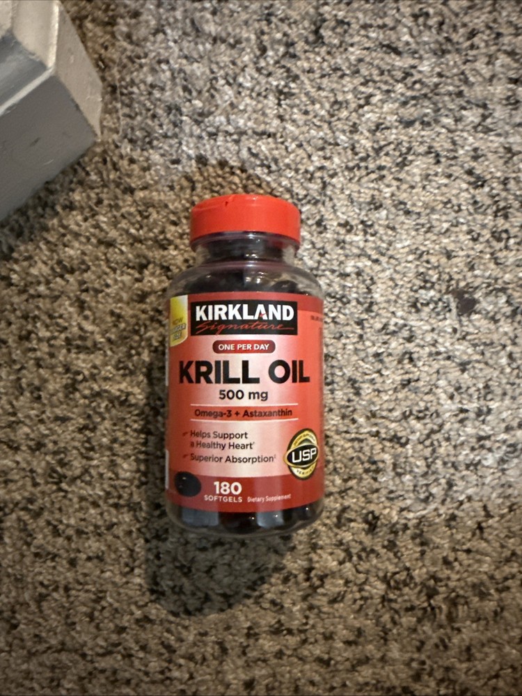 Kirkland Signature 500mg Krill Oil 180 Softgels for Heart & Joint Health