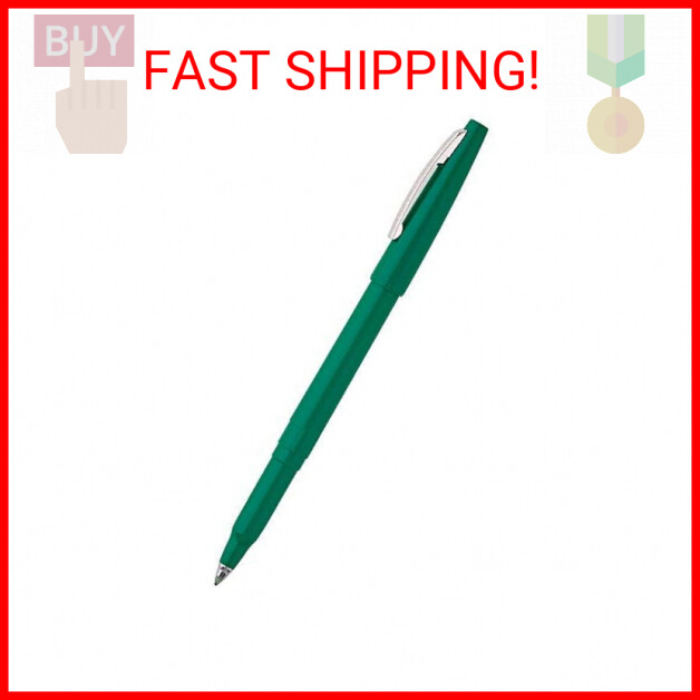 Pentel R100D Rolling Writer Stick Roller Ball Pen, .8mm, Green Barrel/Ink (Pack