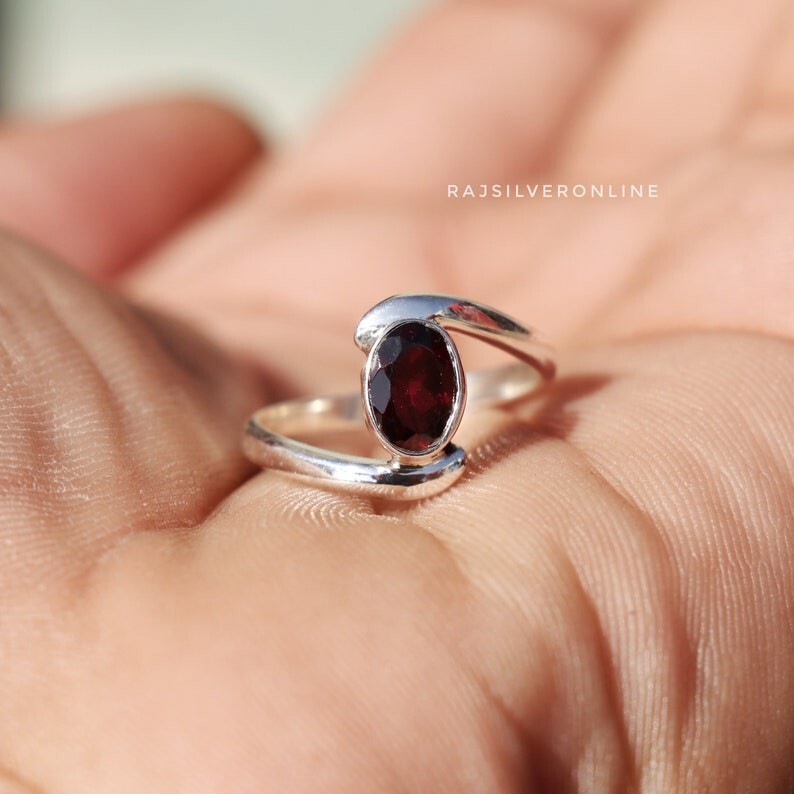 Garnet Statement Ring Handmade 925 Sterling Silver Women's Jewelry All Sizes SH230