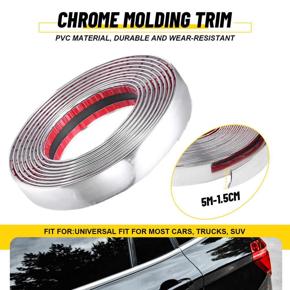 Trim Molding Strip Car Door Window Bumper Side Trime Protector 1m Chrome 16FT