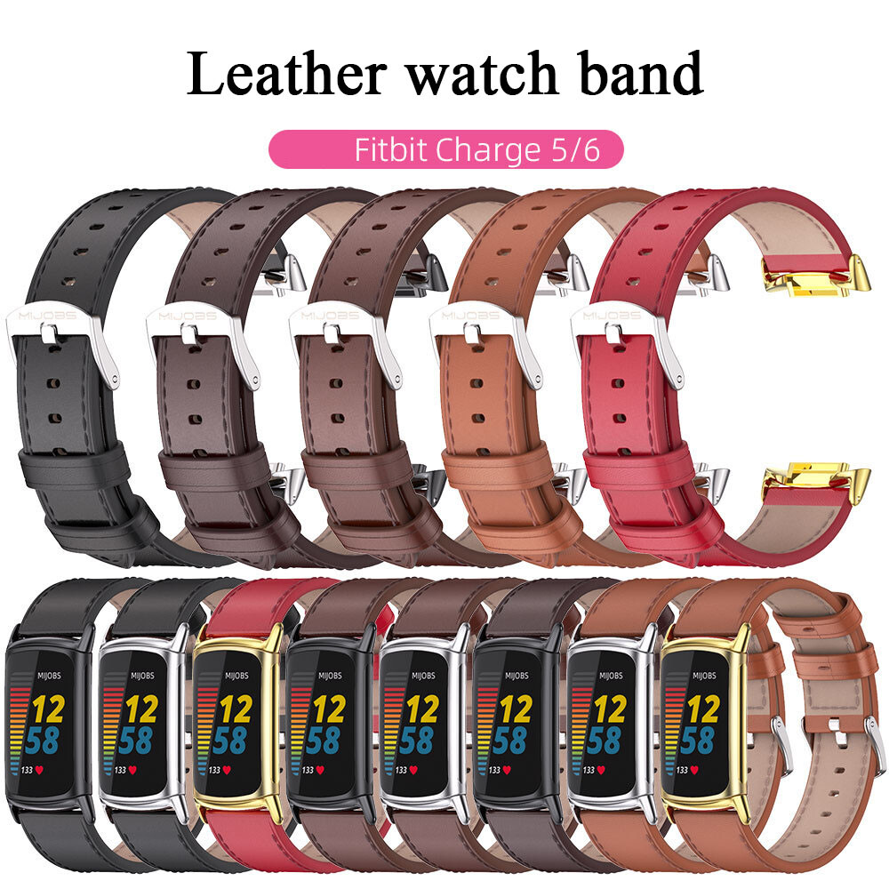 Genuine Leather Strap For Fitbit Charge 6 5 Watchband Wristband Replacement Band