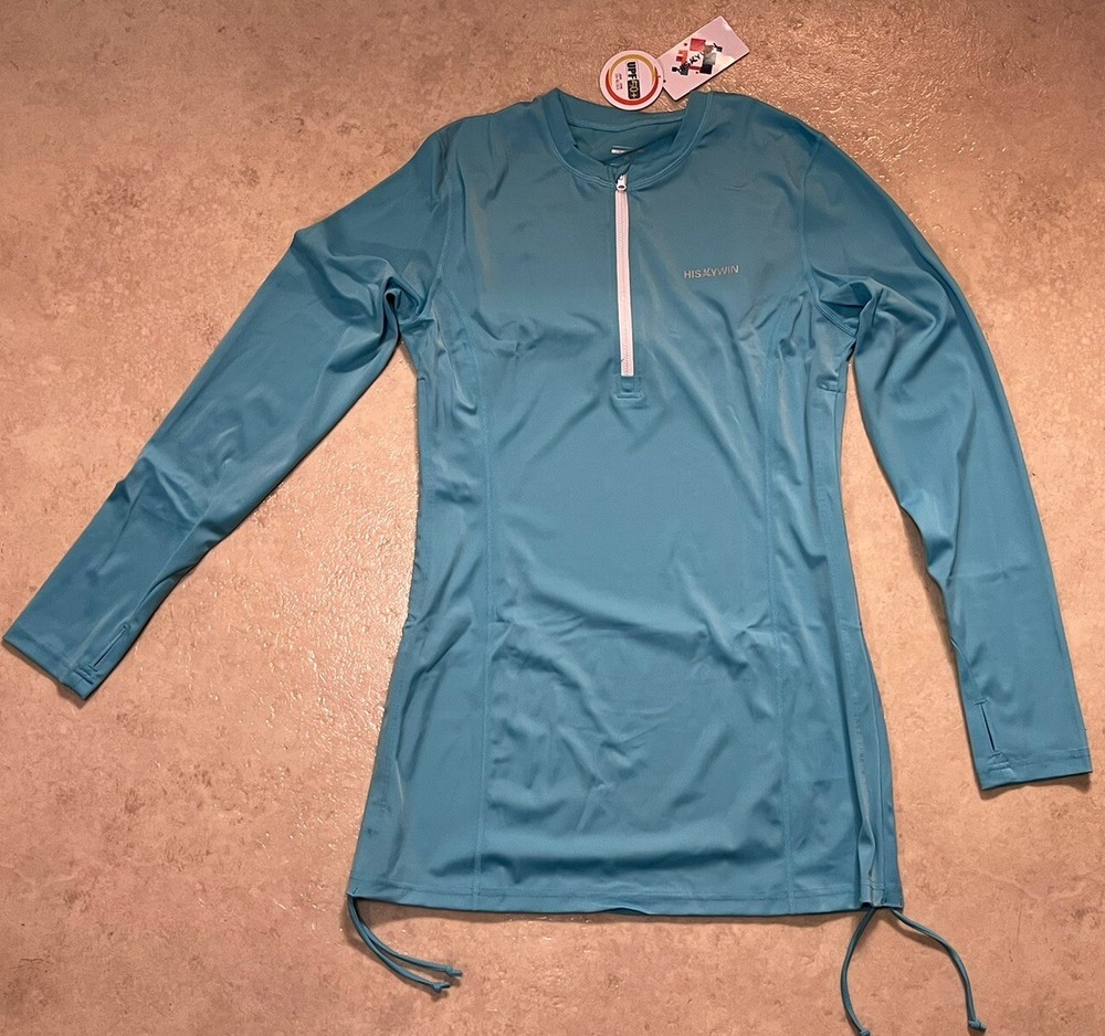 NWT ✅ HISKYWIN Long Sleeve UV Sun Protection Rash Guard Side Adjustable ✅ XL