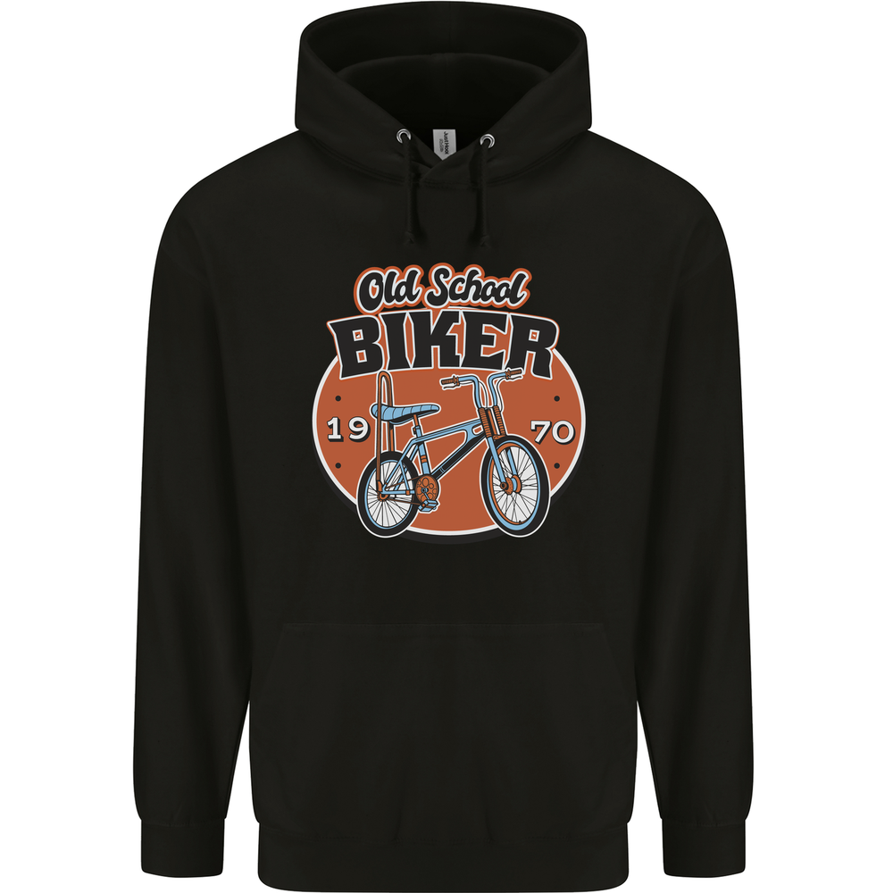 Old School Biker Bicycle Chopper Cycling Mens 80% Cotton Hoodie