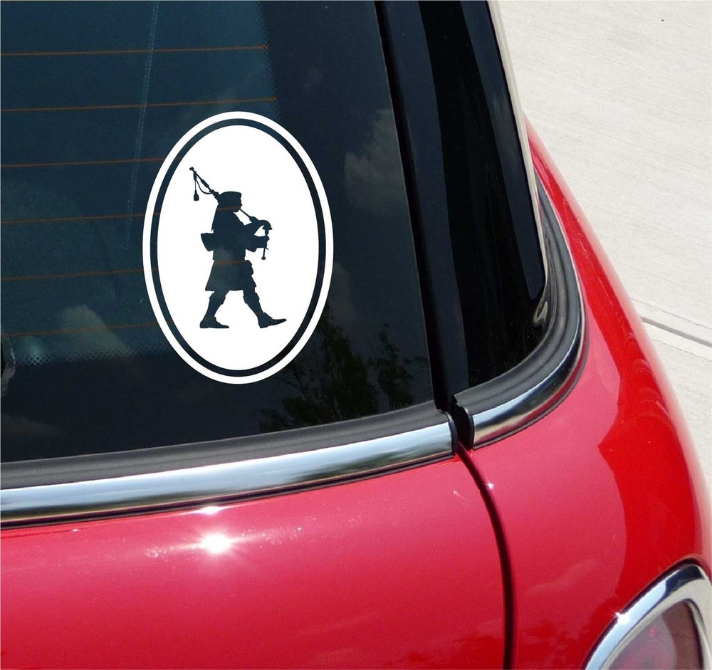 Euro Bagpipes Piper Bagpiper Graphic Decal Sticker Car Wall Oval NOT Two Colors