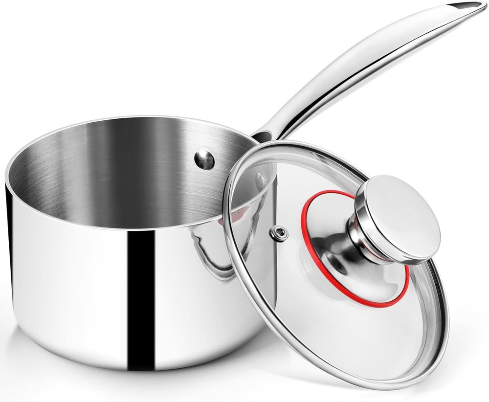 3 Quart Tri-Ply Stainless Steel Stockpot & Saucepan by P&P CHEF with Lid