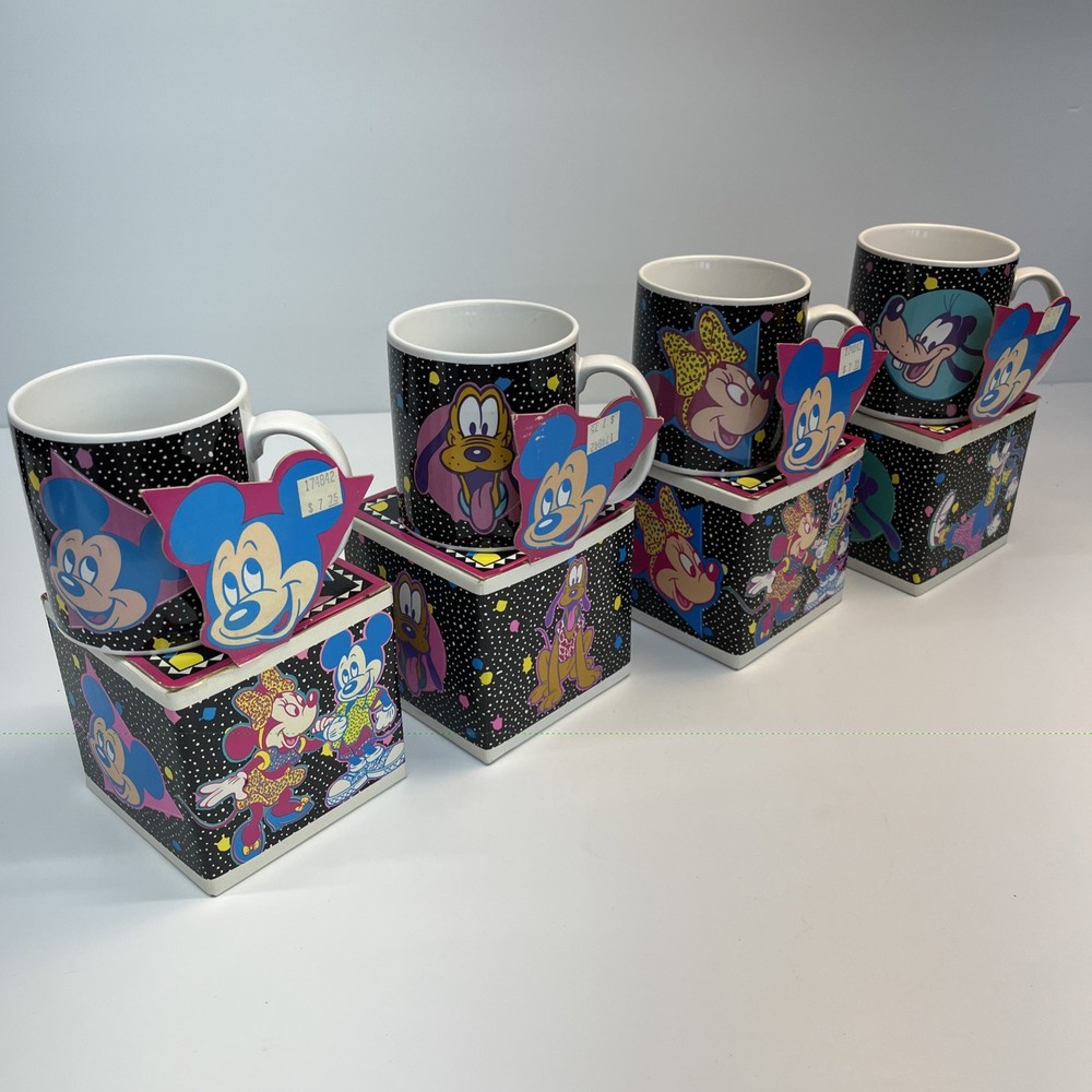Vintage Disney Applause Mickey Minnie Pluto Goofy Mug Set