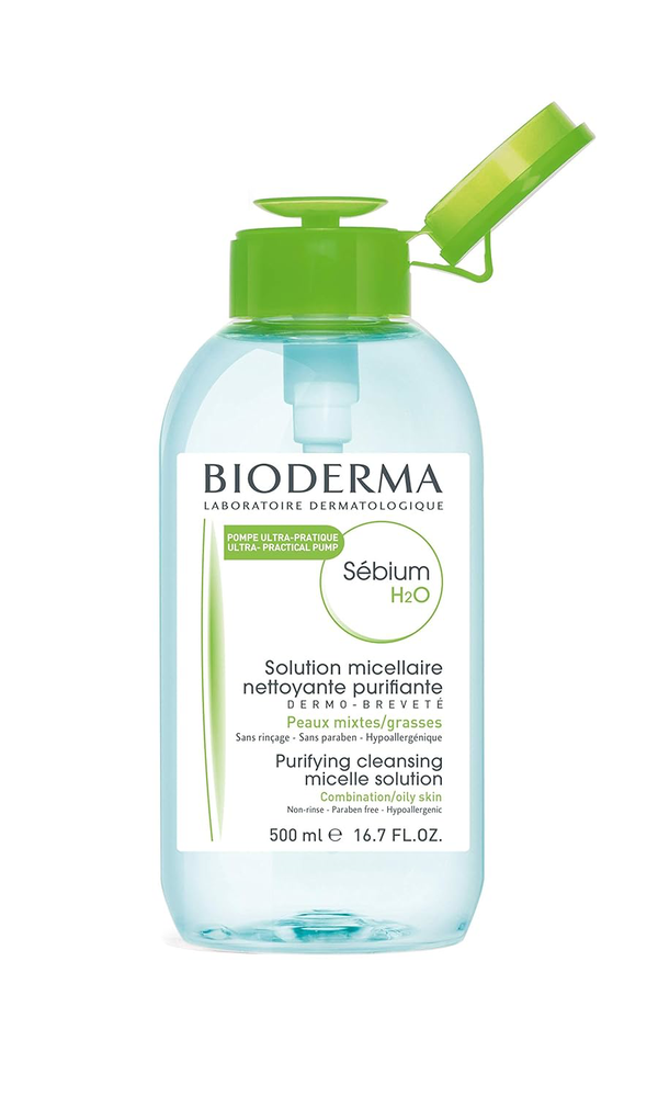 Bioderma S�bium H2O Micellar Water for Oily Skin, 17 Fl Oz Green Bottle