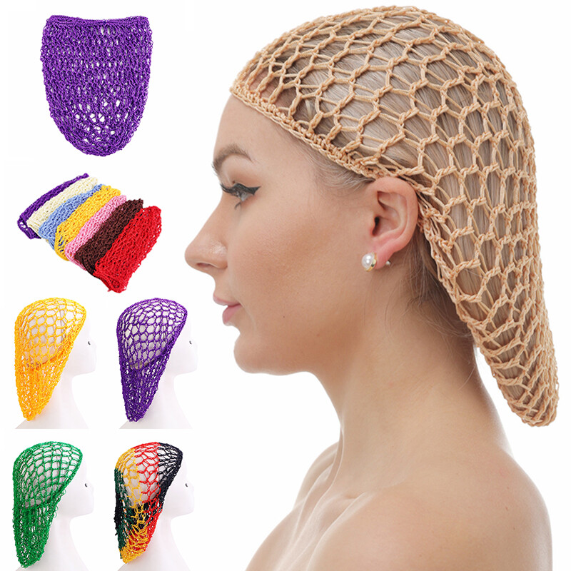 Womens Mesh Hair Net Rayon Crochet Hairnet Elastic Band Head Cover Turban Cap ↕