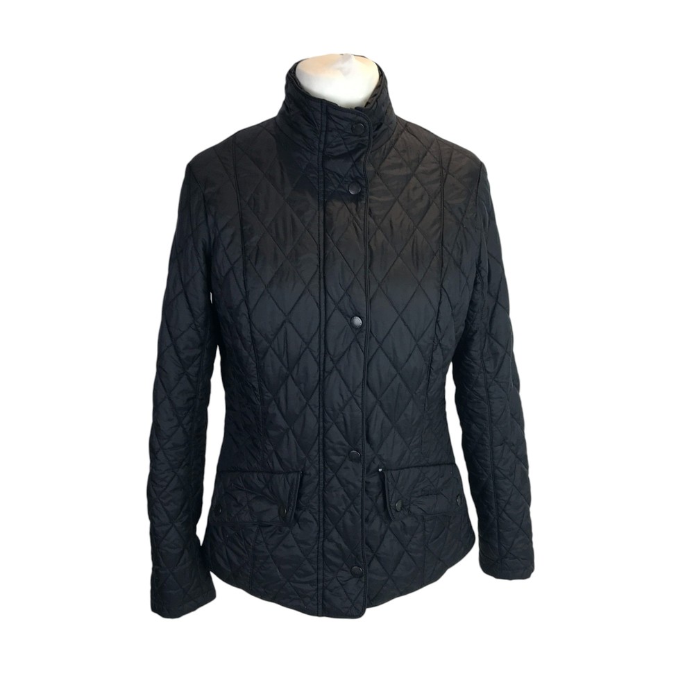 Barbour Flyweight Cavalry Quilted Jacket Black Size 14 Padded Lightweight Coat