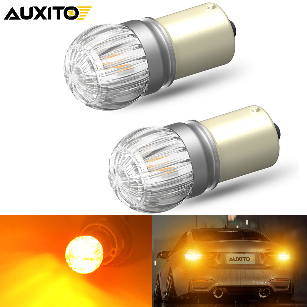 LED Front Turn Blinker Signal Light Bulbs 1156 7506 3497 Amber Yellow 3000K 2US