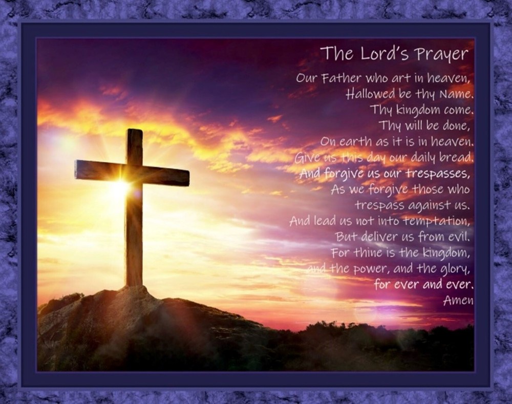 Lords Prayer Cross Quilt Panel Religious Wall Hanging Fabric Faith Top