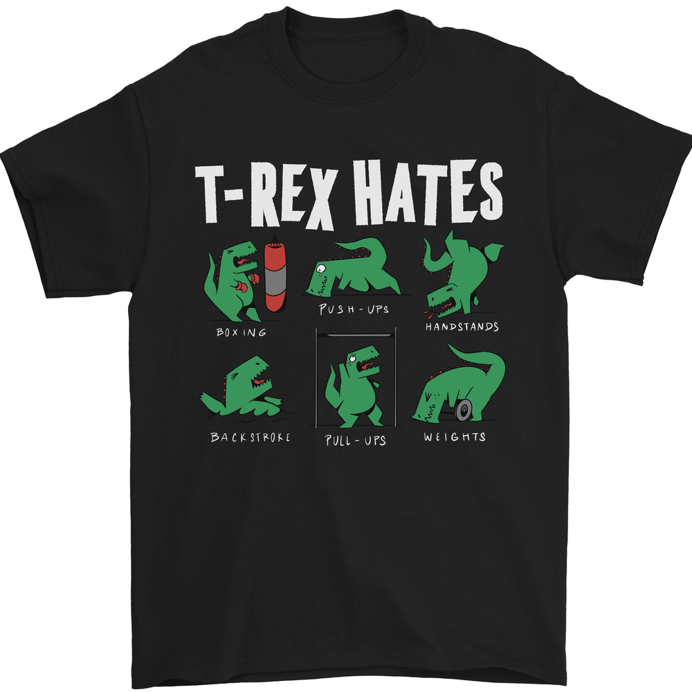 T-Rex Hates Funny Dinosaurs Jurassic Gym Mens T-Shirt 100% Cotton