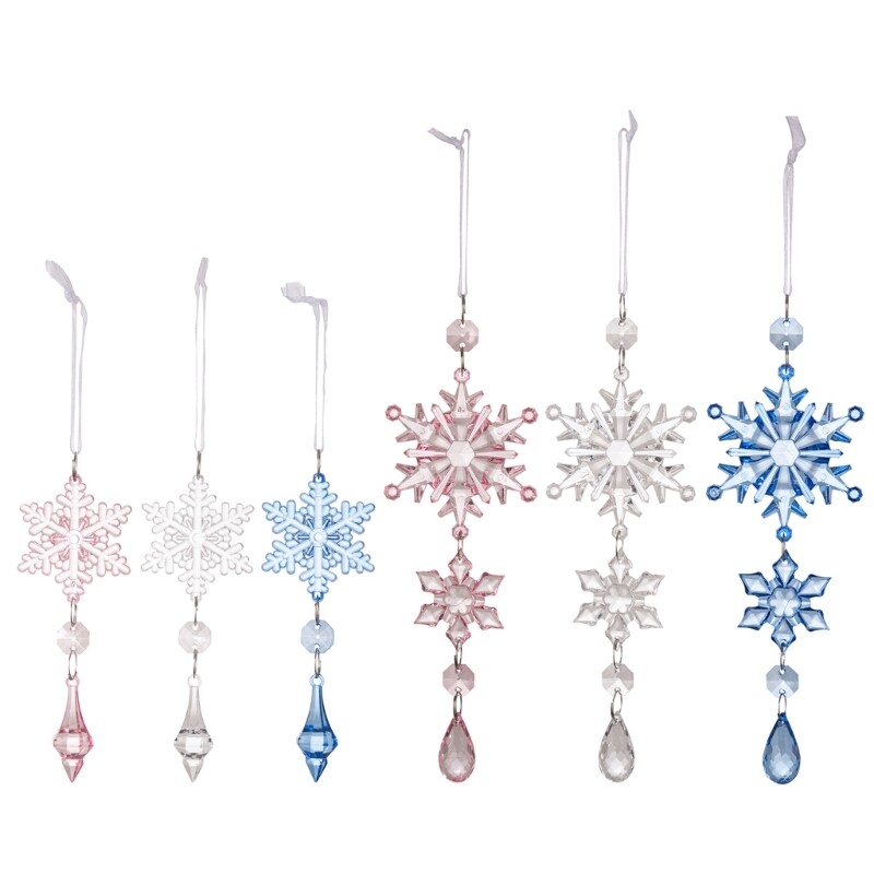 Clear Acrylic Snowflake Hanging Ornaments for Christmas Tree Decor