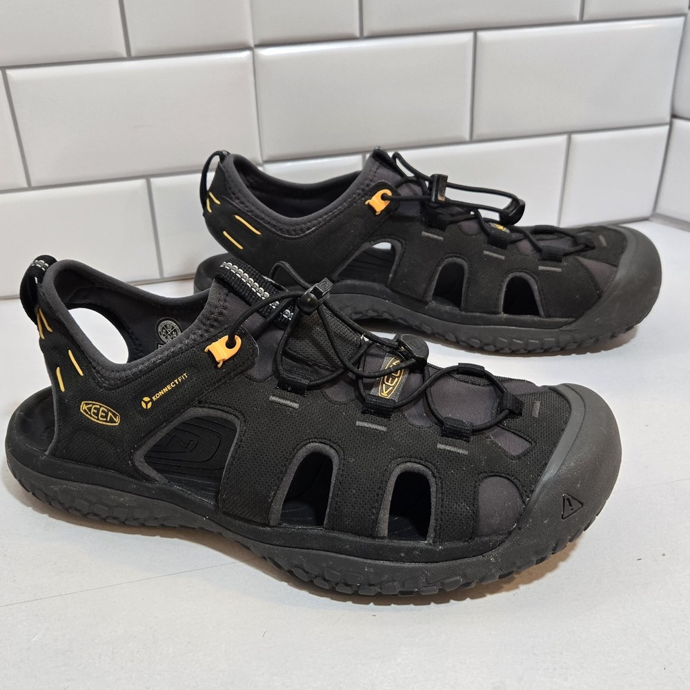 Keen Sandals Mens 10.5 Black SOLR Shoes Konnect Fit Closed Toe Fisherman