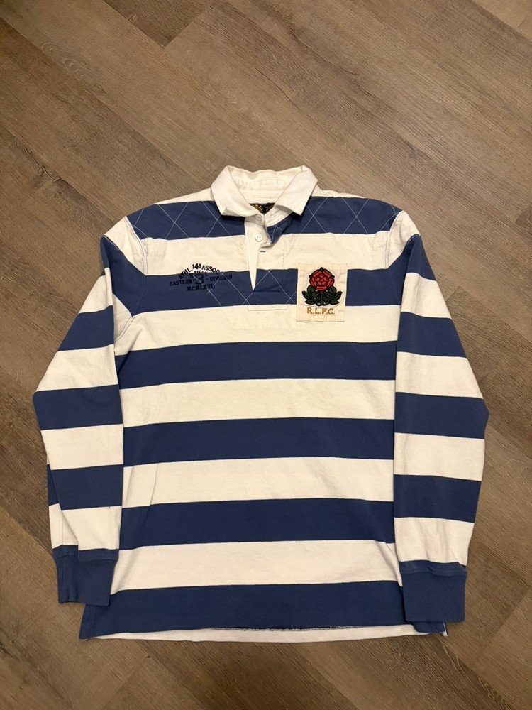 POLO RALPH LAUREN Men's Classic Fit Striped Jersey Rugby Polo Shirt Size M