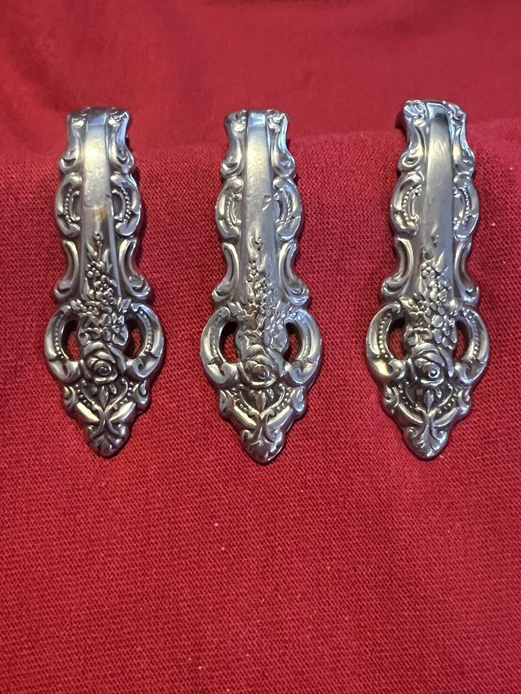 3 Three OOAK Oneida Da Vinci Napkin Clips Custom Made? RARE!