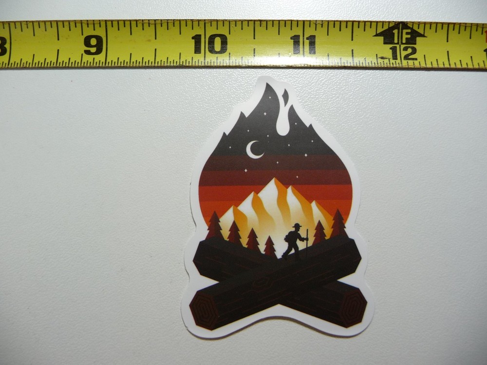 NIGHTTIME HIKE HIKING CAMPFIRE DECAL STICKER OUTDOORS NATURE VACATION TRAVEL