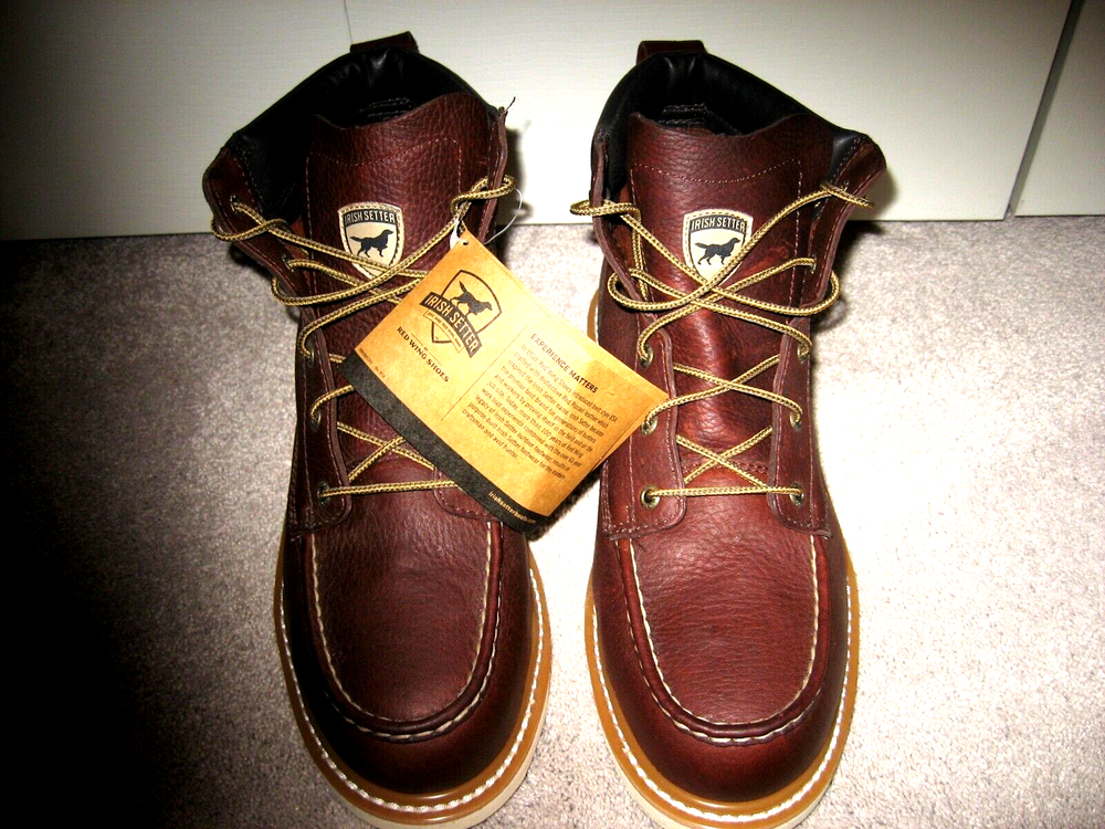 MEN'S IRISH SETTER (RED WING) 83606 BROWN LEATER WORK BOOTS SIZE 10.5 (MINT)