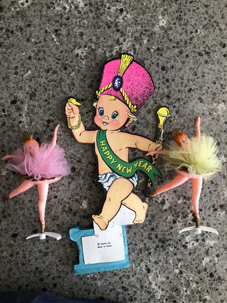 1950 Beistle New Years Baby Die Cut With Honeycomb Base Decoration Ballerinas-image
