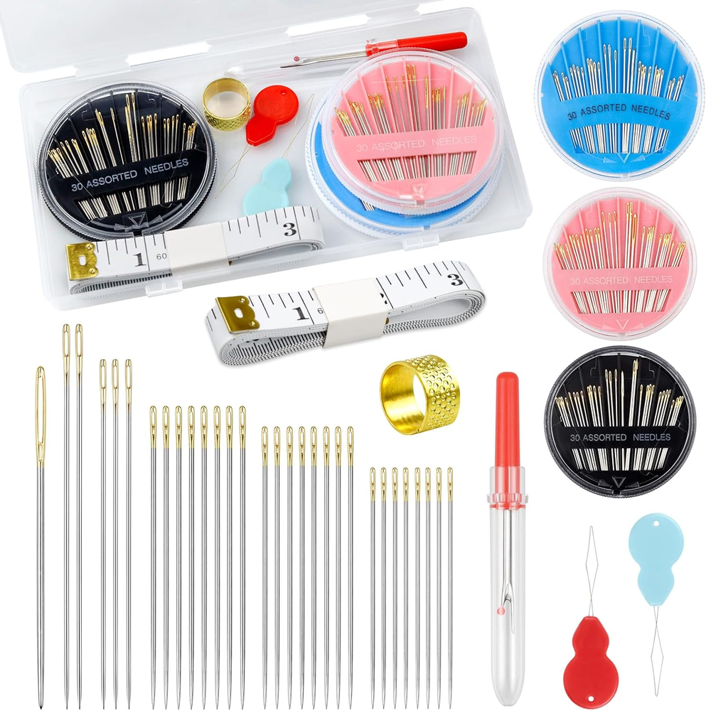 FIVEIZERO Premium Hand Sewing Needles Set,90-Count Assorted Embroidery Needles w
