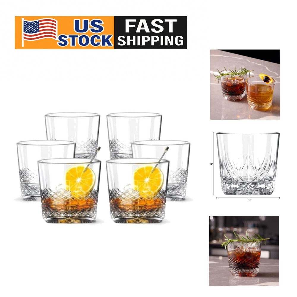 Elegant 12oz Round Whiskey Glass Set - 6-Piece Gift for Bourbon Enthusiasts