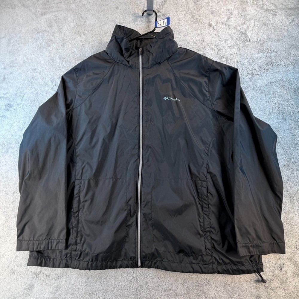 Columbia Sportswear Rain Jacket Mens 3X Black Rollaway Hood Zip Coat