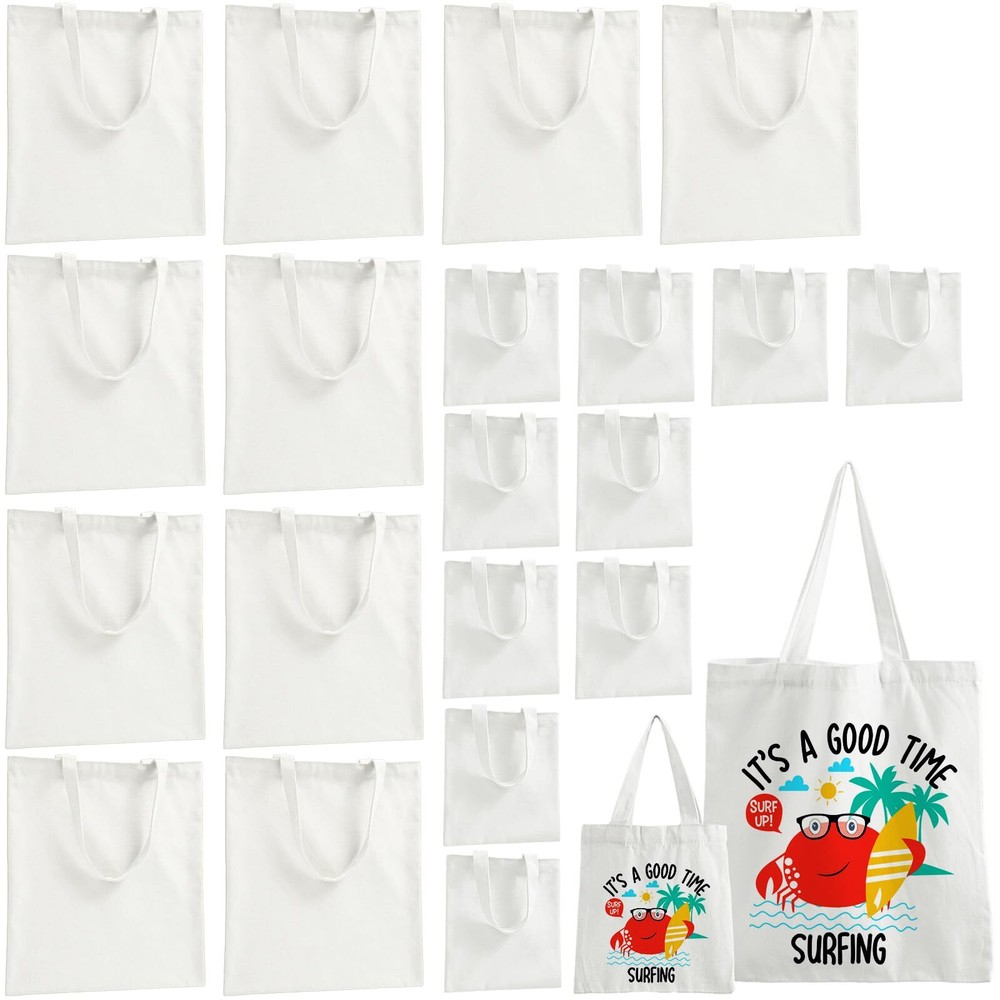 Sublimation Blank Tote bags, 20Pack Canvas Tote Bags Reusable Grocery Bags Sh...