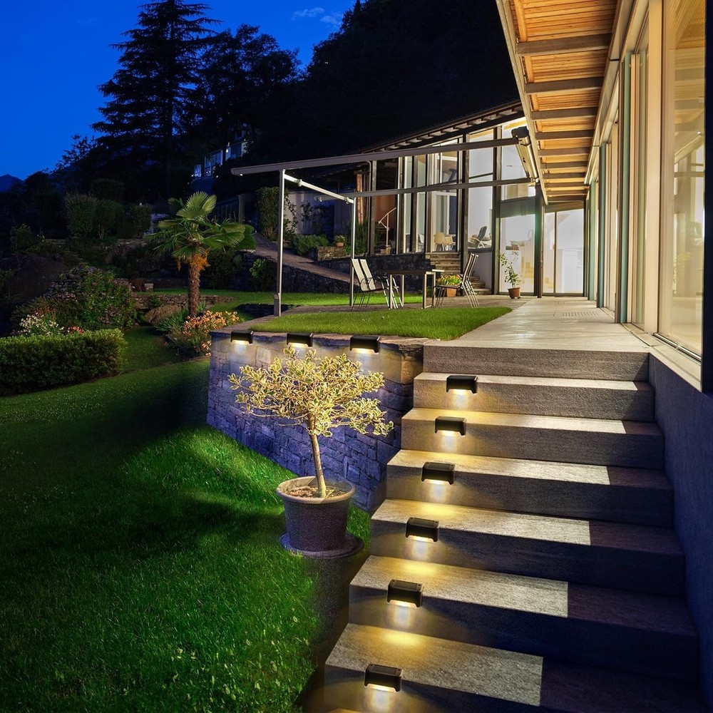 8-Pack Solar LED Deck Lights Waterproof Outdoor Stair Step Lamps for Fence Pathway