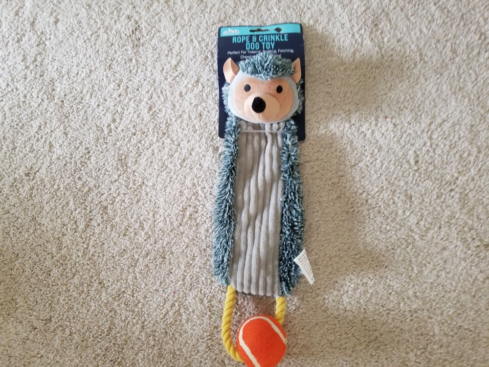Rope & Crinkle Squeaky Dog Toy With Tennis Ball 17
