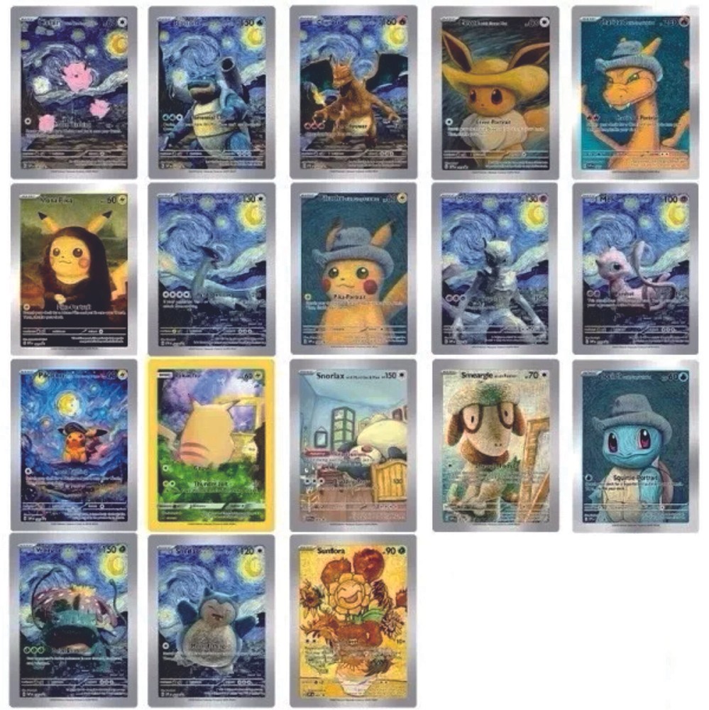 Pokemon Starry Night Van Gogh Series Art ACG Star Trading Card Gold Metal Card