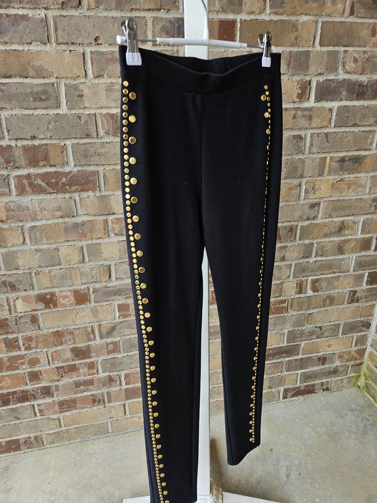 Michael Kors Black Leggings with Gold Studs Boho Professional Style Womens Small