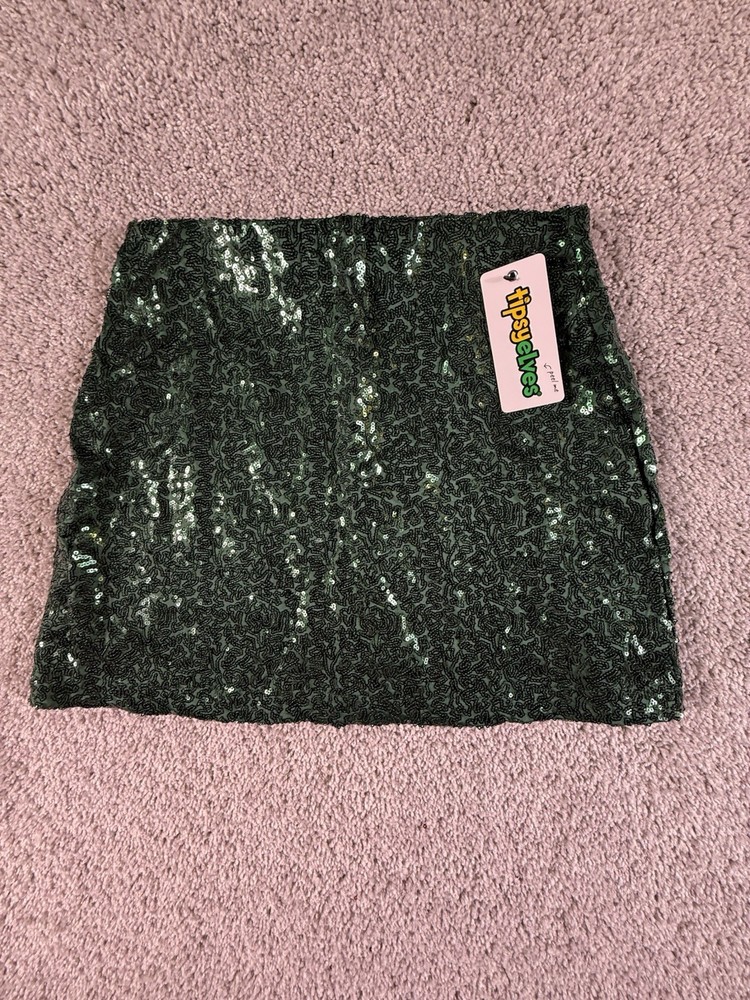 Tipsy Elves Green Sequin Women’s Mini Skirt NWT Holiday Party Medium