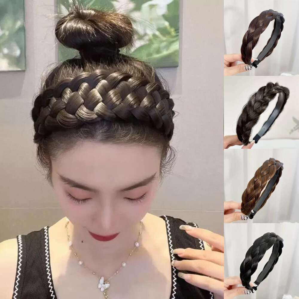 Women's 4-Strand Braided Headband Wig Hair Hoop Accessory  