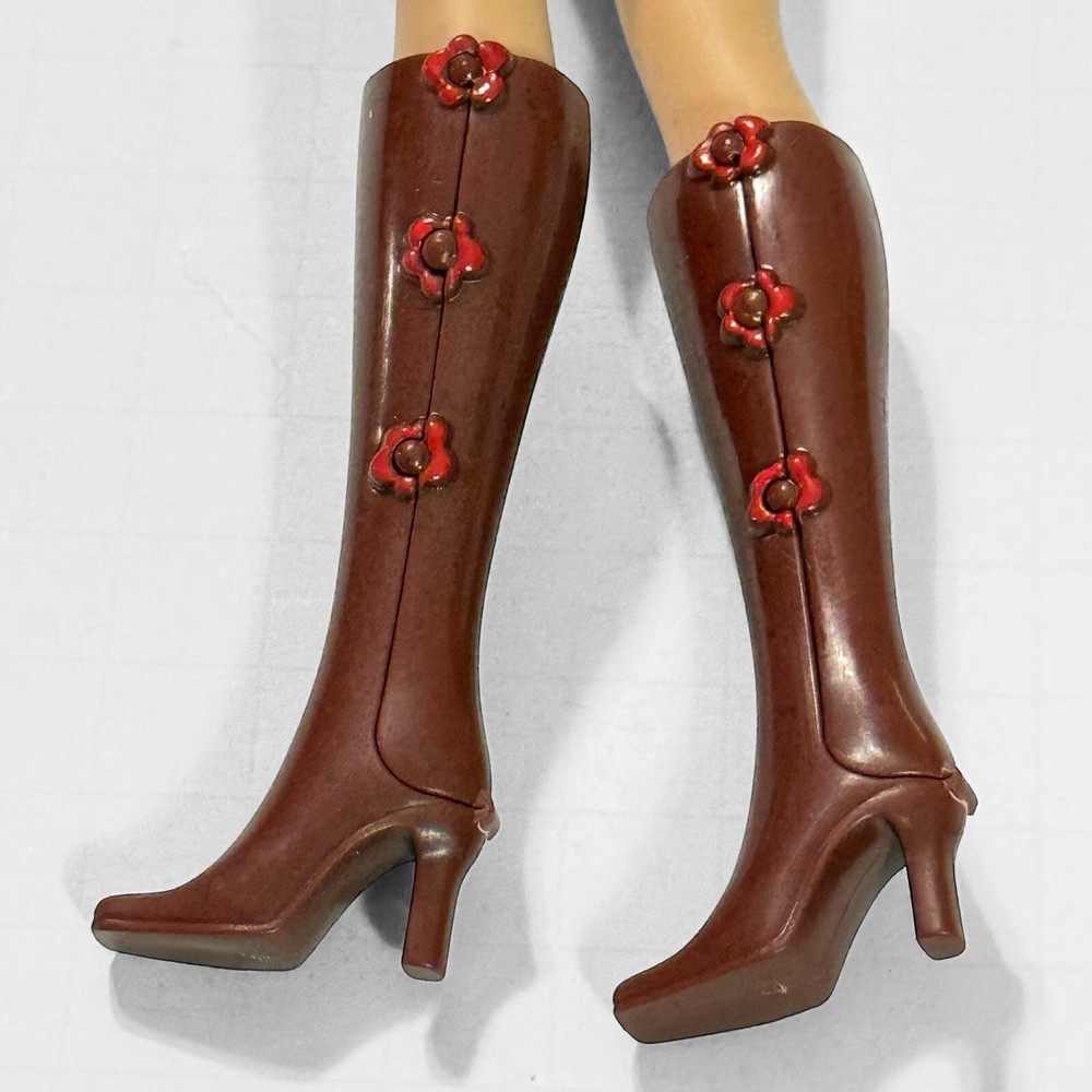 Barbie Vintage Flower Snap On Boots Brown
