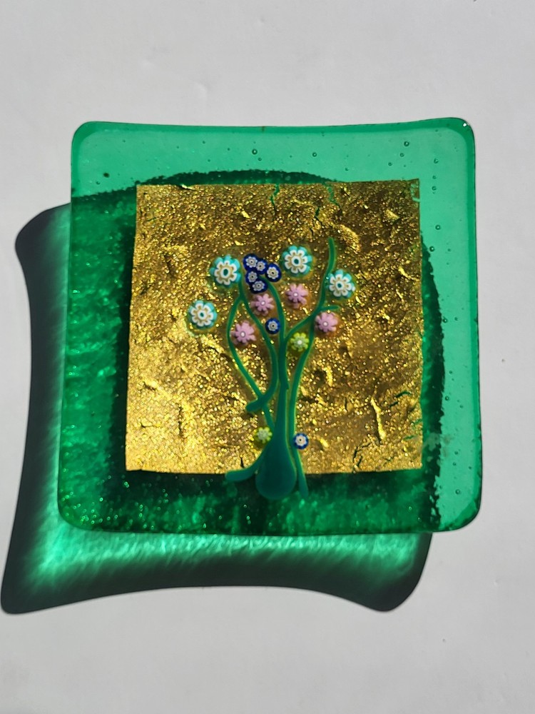 MCM Murano Millefiori Studio Art Glass Small Square Dish 4