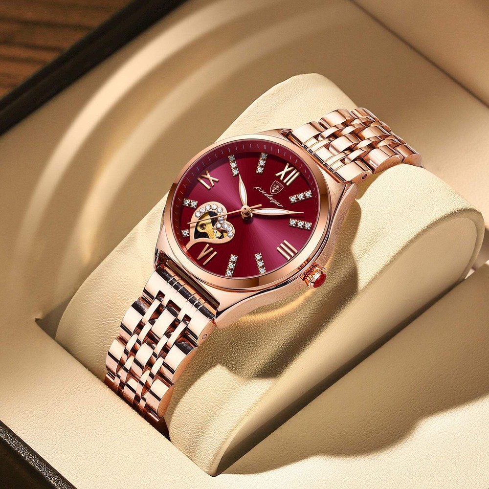 Fashionable Women's Luminous Waterproof Calendar Watch in Wine Red, White, Blue,
