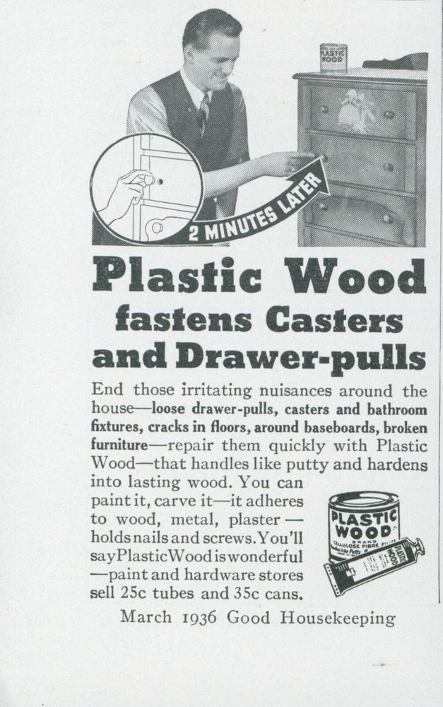 1936 Plastic Wood Fastens Casters Drawer Pulls Max Fixing Vintage Print Ad GH1