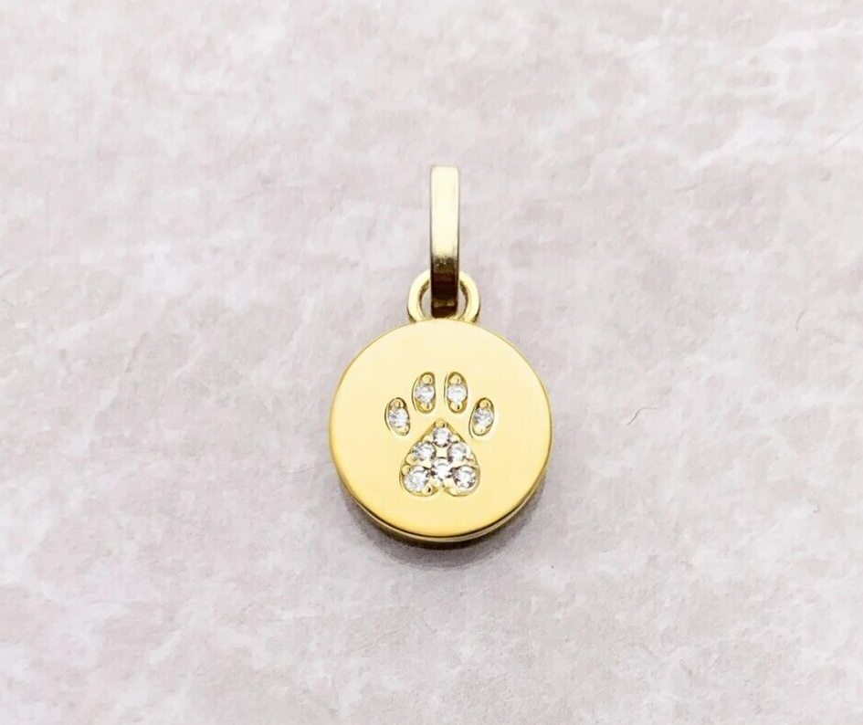 Minamilist Paw Print Pendant 925 Sterling Silver CZ YG Christmas Sale-image