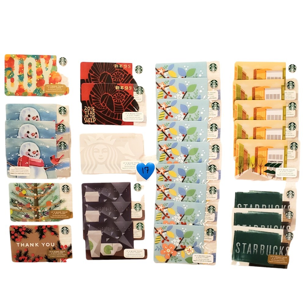 Starbucks Gift Card LOT 17 2015 Year Of The Sheep Thank You Spring Blossoms Tea-image