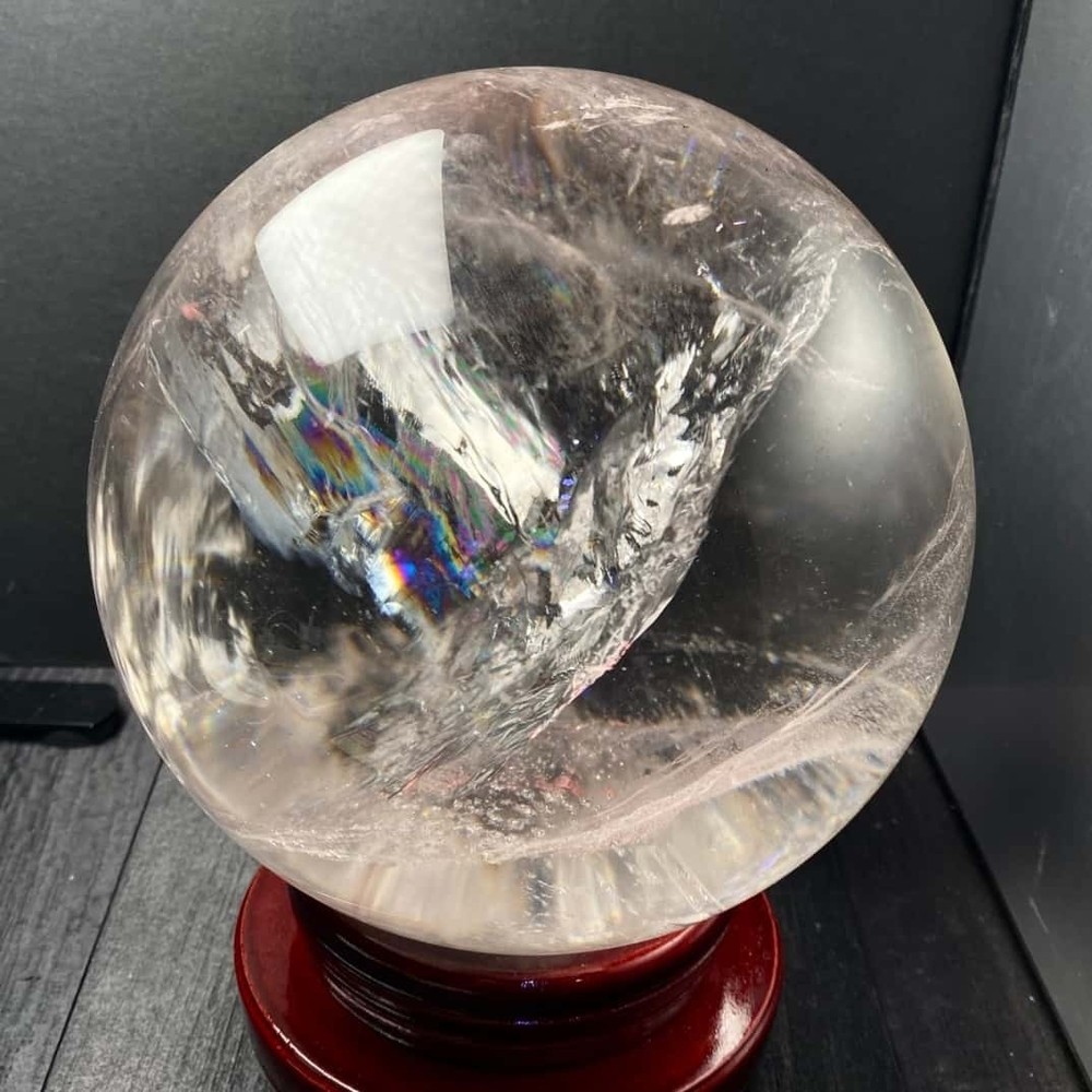 12LB Natural Clear Quartz Sphere Rainbow reiki crystal ball meditation 158mm