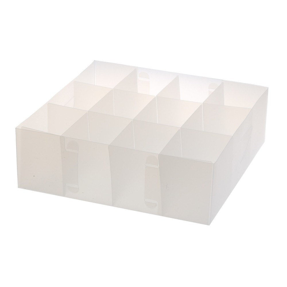 Ybmhome 12-Section Frosty White Foldable Organizer Cube Bin Clear Storage