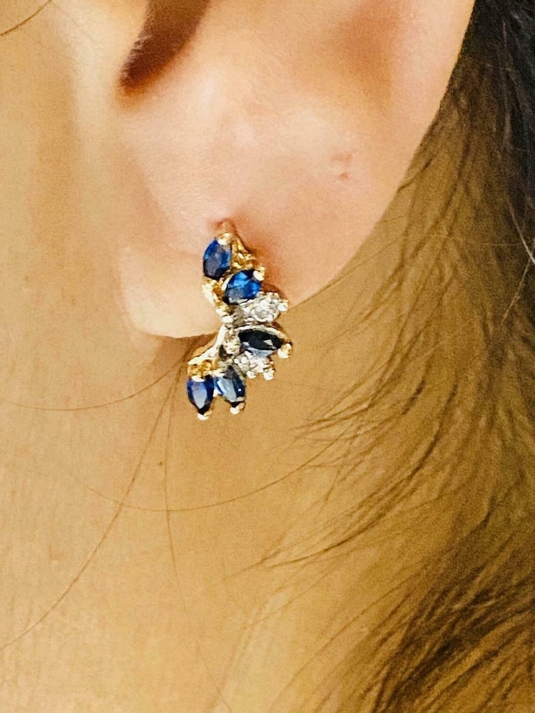 2Ct Marquise Simulated Sapphire 14K Gold Plated Women's Earrings