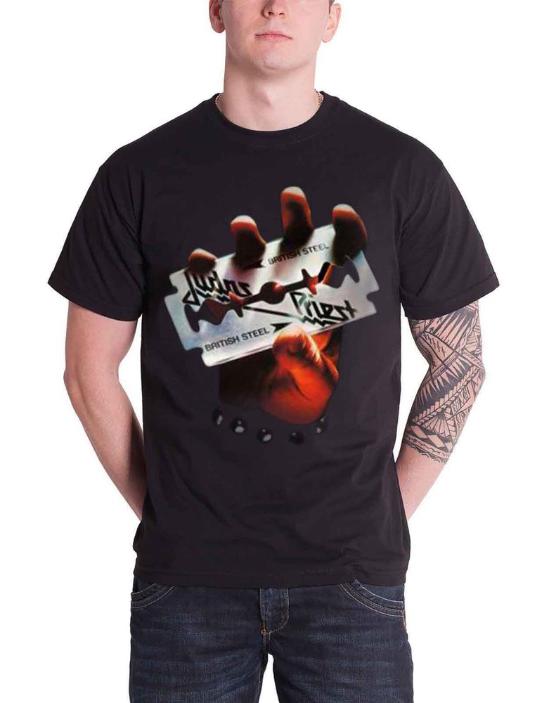 Judas Priest British Steel Album Logo Official Men's Black T-Shirt