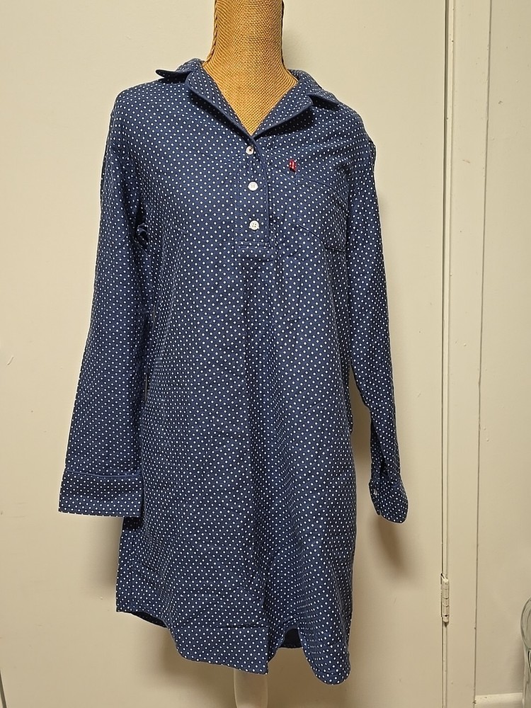 NEW LEVI STRAUSS Polka Dot Blue Nightgown NightShirt Size Medium New wot Women
