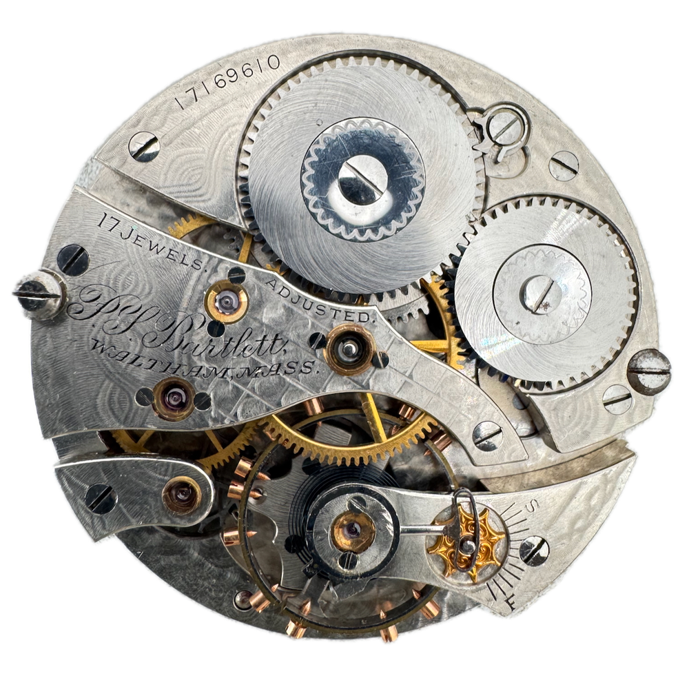 Antique 16s 1908 Waltham 17j Railroad Pocket Watch Movement P.S. Bartlett USA