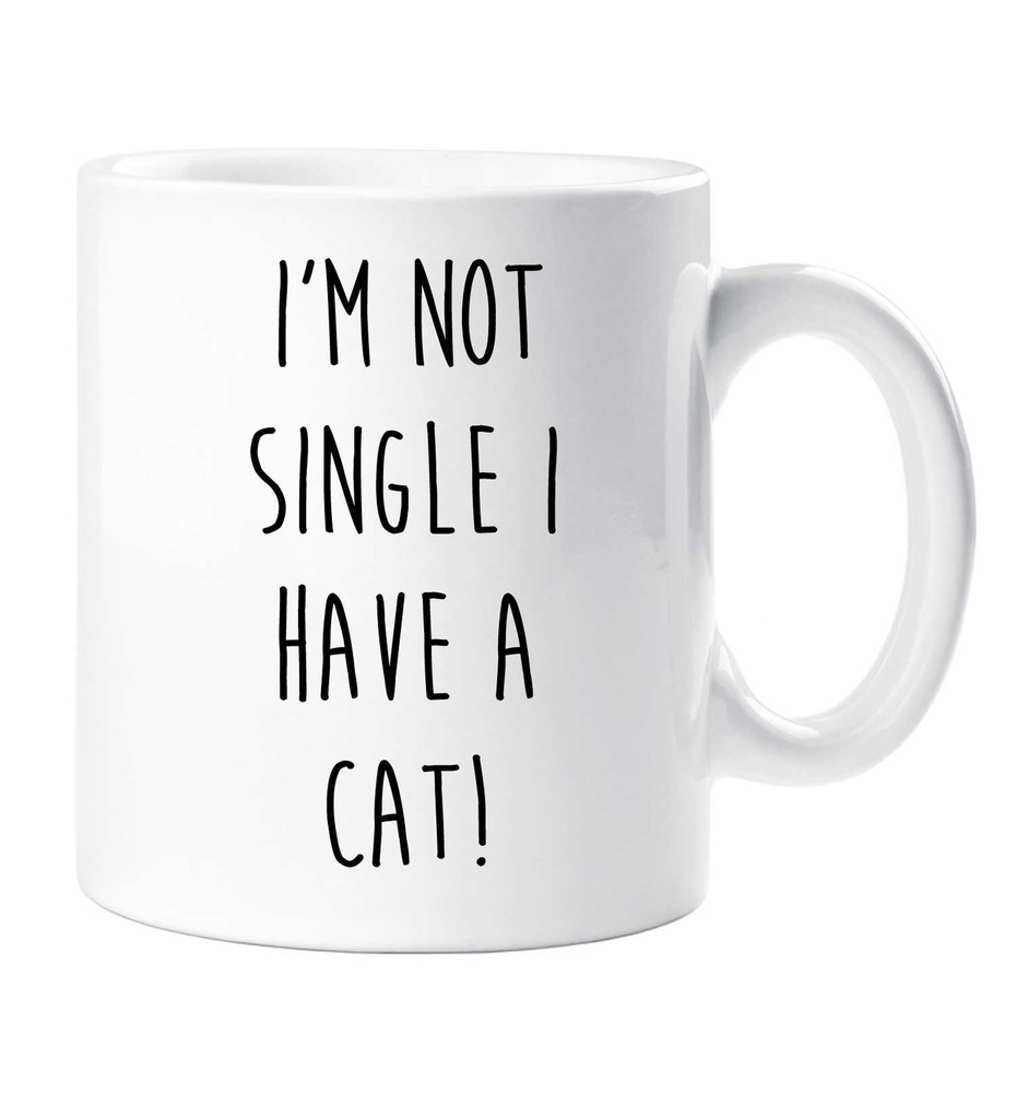 Not Single Have a Cat Mug - Fun Gift for Cat Lovers Birthday Valentines Christmas  