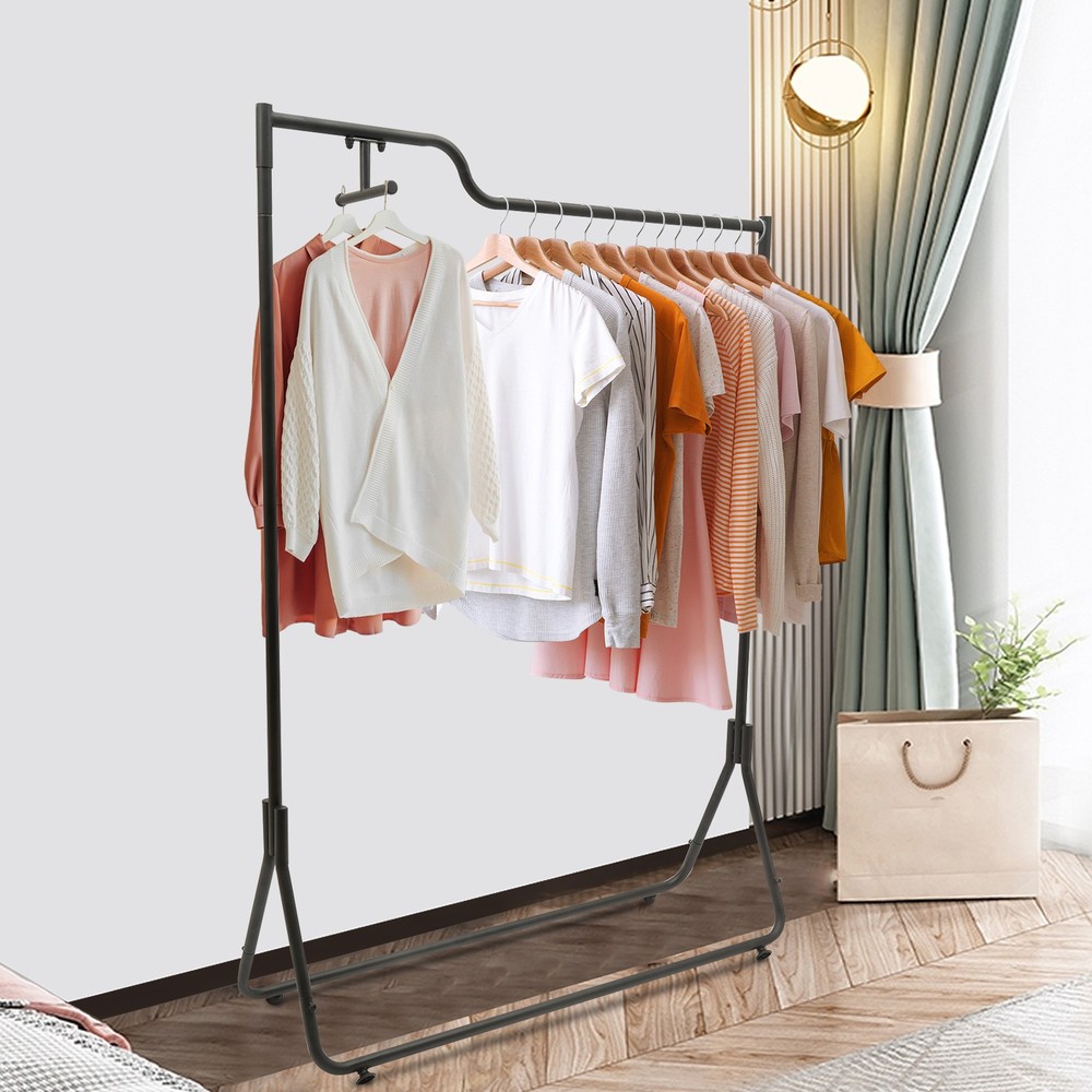 Metal Garment Rack with Shelves - Sturdy Clothes Display Stand for Coats & Dresses  